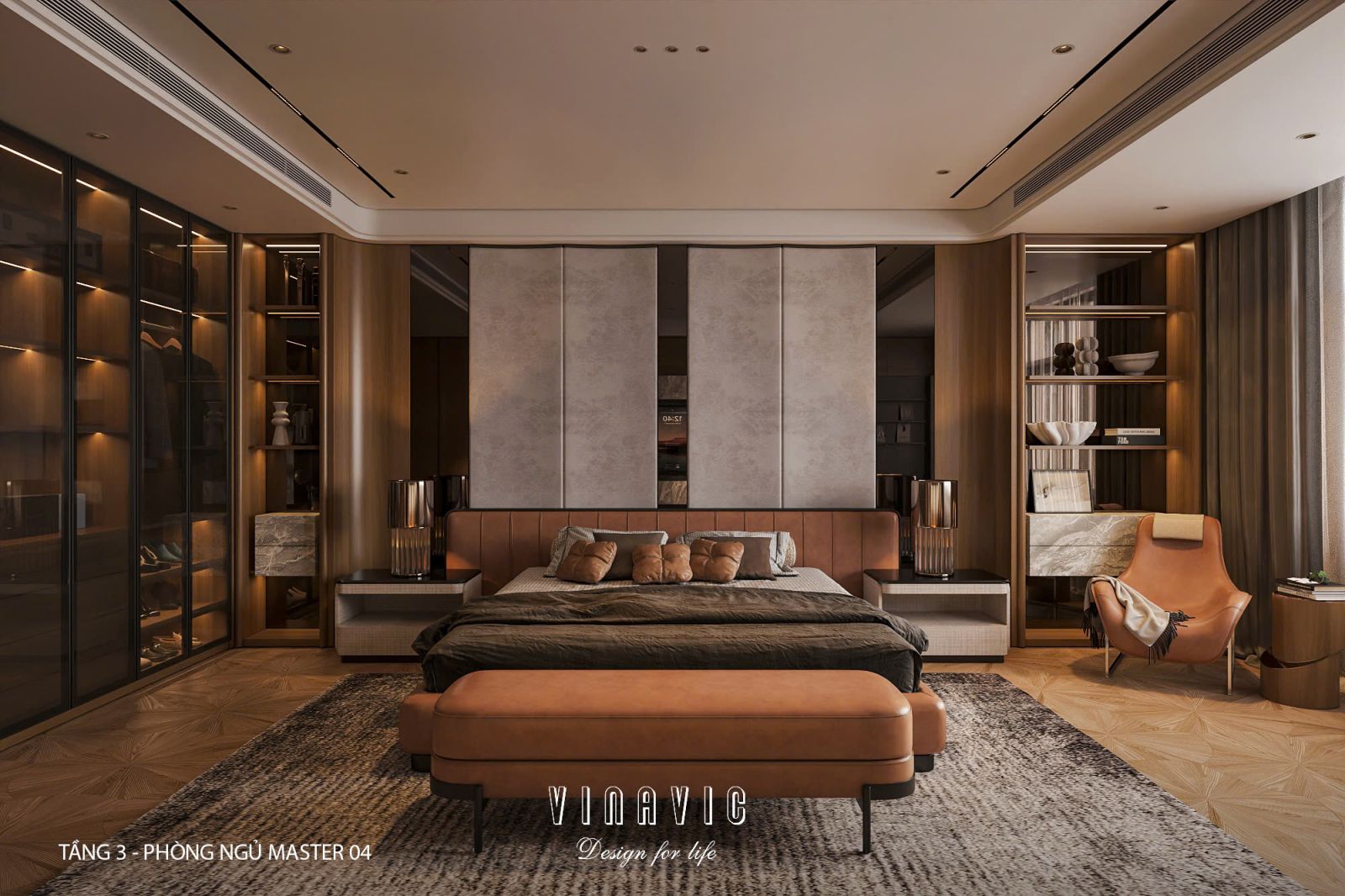 Phối cảnh phòng ngủ master 03 biệt thự nhà phố chị Vân - An Giang NT2365
