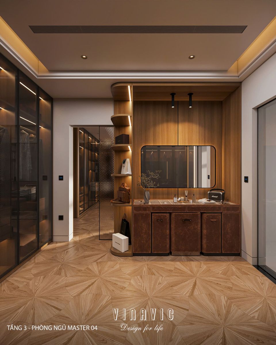 Phối cảnh phòng ngủ master 03 biệt thự nhà phố chị Vân - An Giang NT2365
