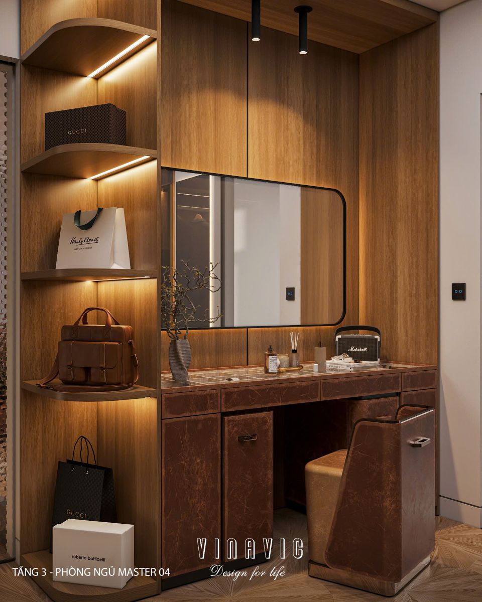 Phối cảnh phòng ngủ master 03 biệt thự nhà phố chị Vân - An Giang NT2365