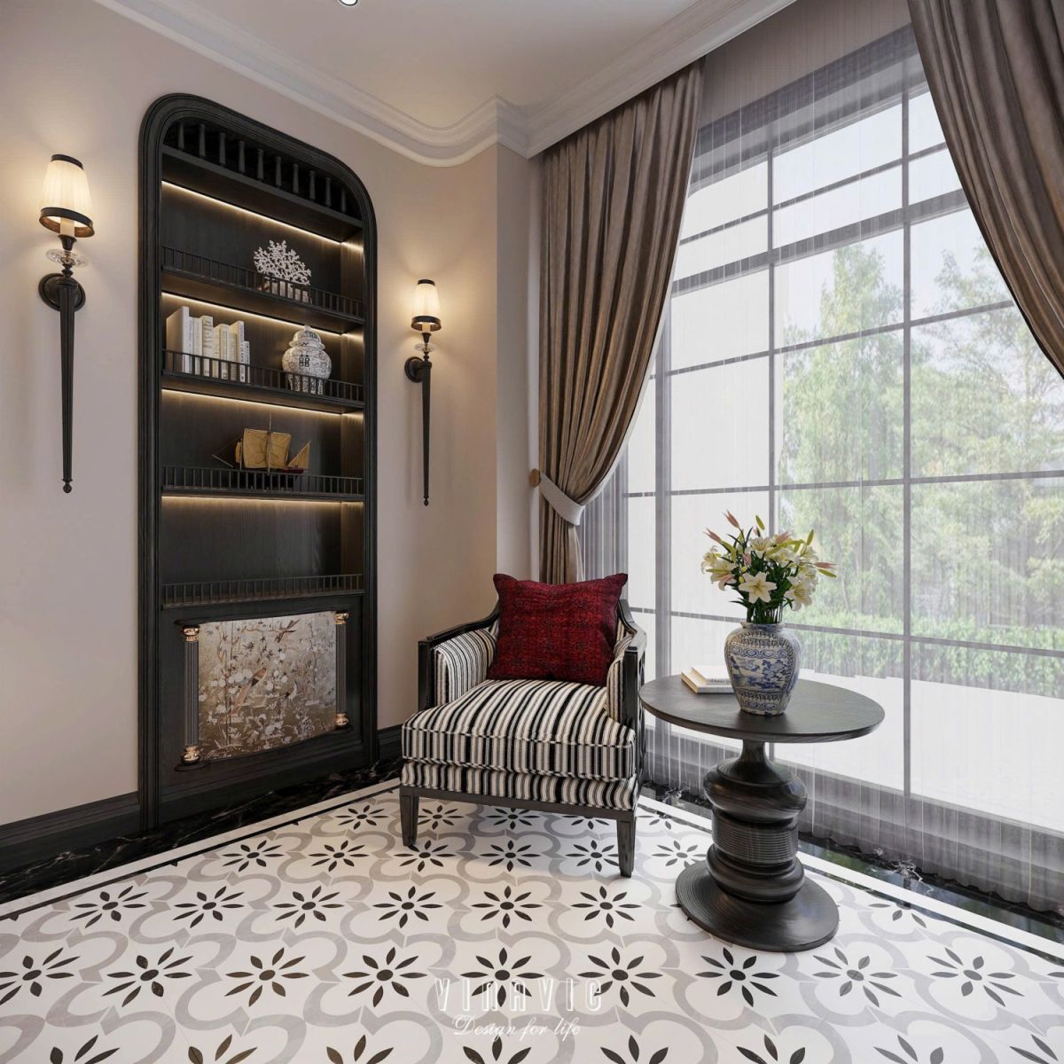 Nội thất nhà phố Indochine 4 tầng 1 tum 5x20m Mr Trung - Nam Định NT2370