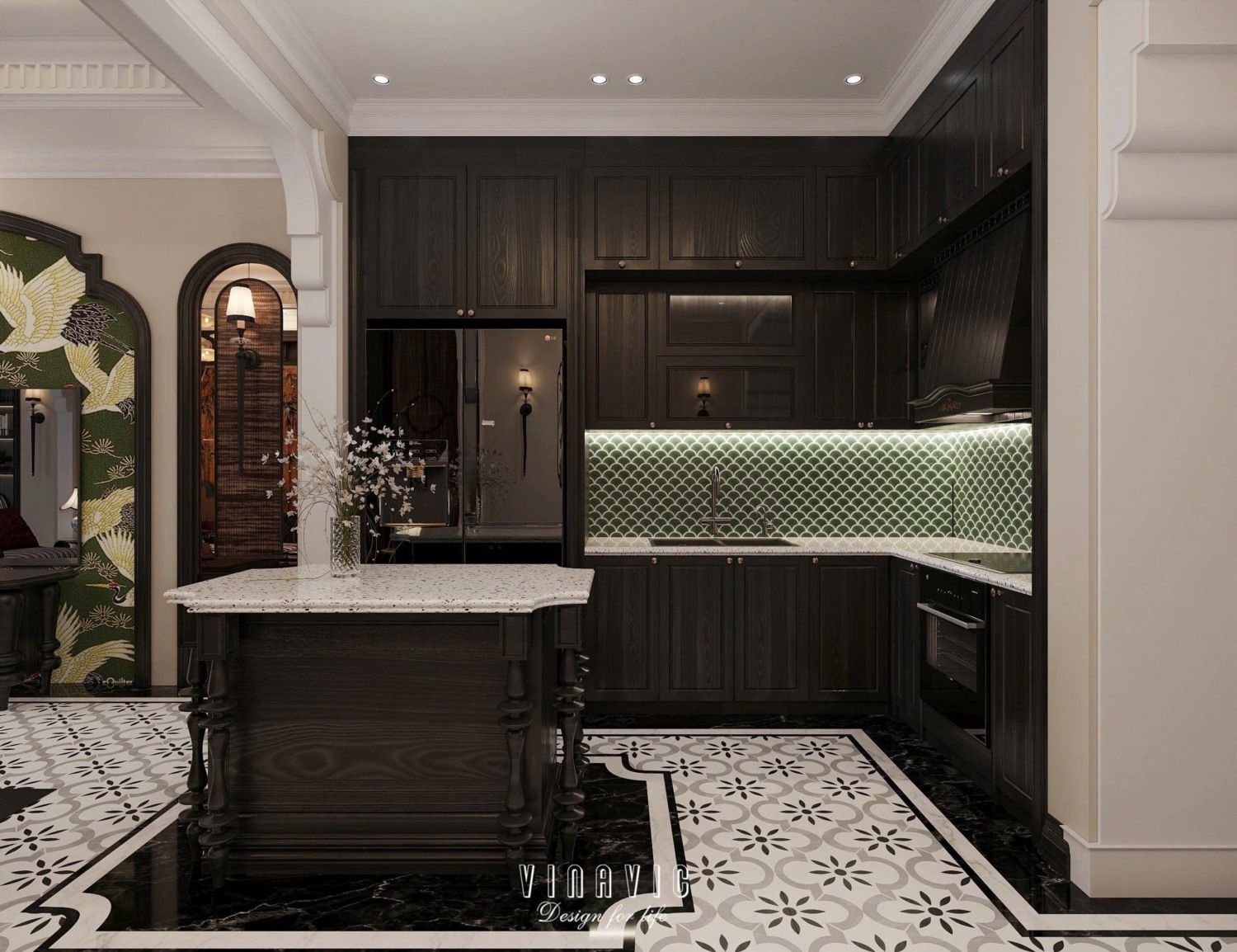 Nội thất nhà phố Indochine 4 tầng 1 tum 5x20m Mr Trung - Nam Định NT2370