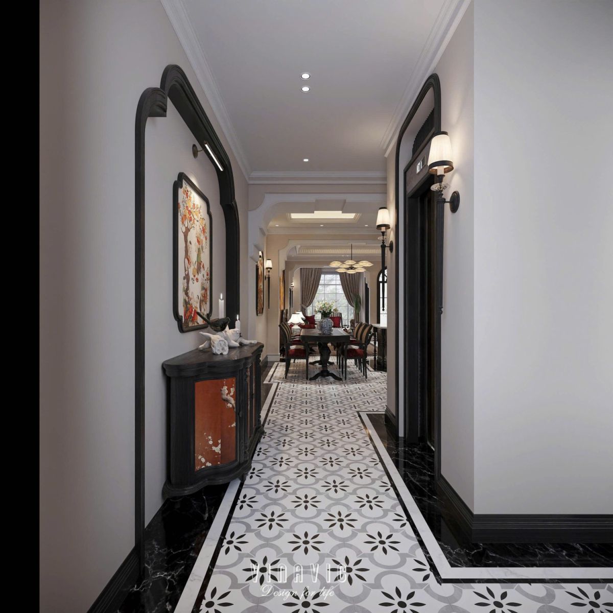 Nội thất nhà phố Indochine 4 tầng 1 tum 5x20m Mr Trung - Nam Định NT2370