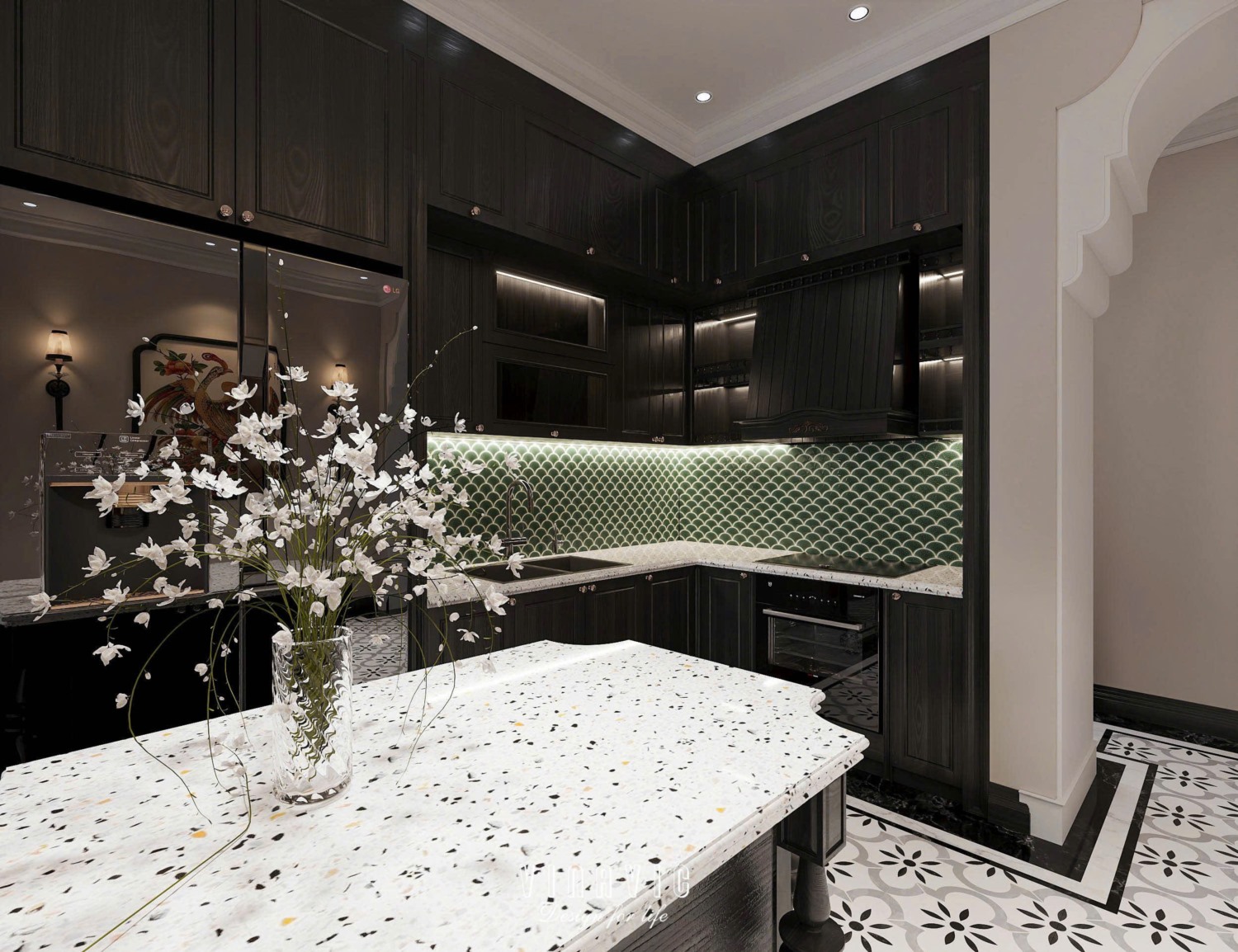 Nội thất nhà phố Indochine 4 tầng 1 tum 5x20m Mr Trung - Nam Định NT2370