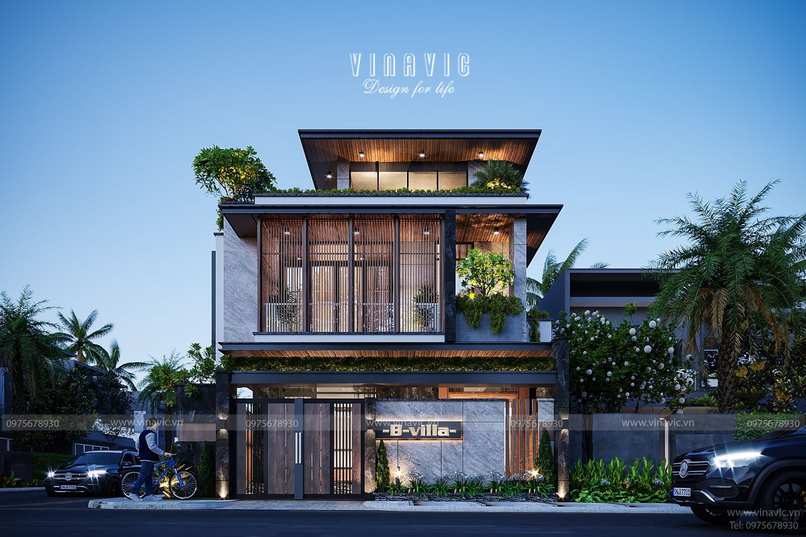 Lam gỗ mặt tiền tăng tính thẩm mĩ cho biệt thự