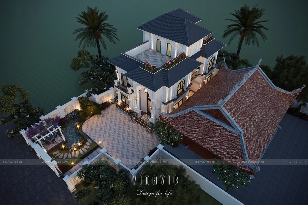 Thiết kế biệt thự 3 tầng mái Nhật riêng tư cho mỗi thành viên