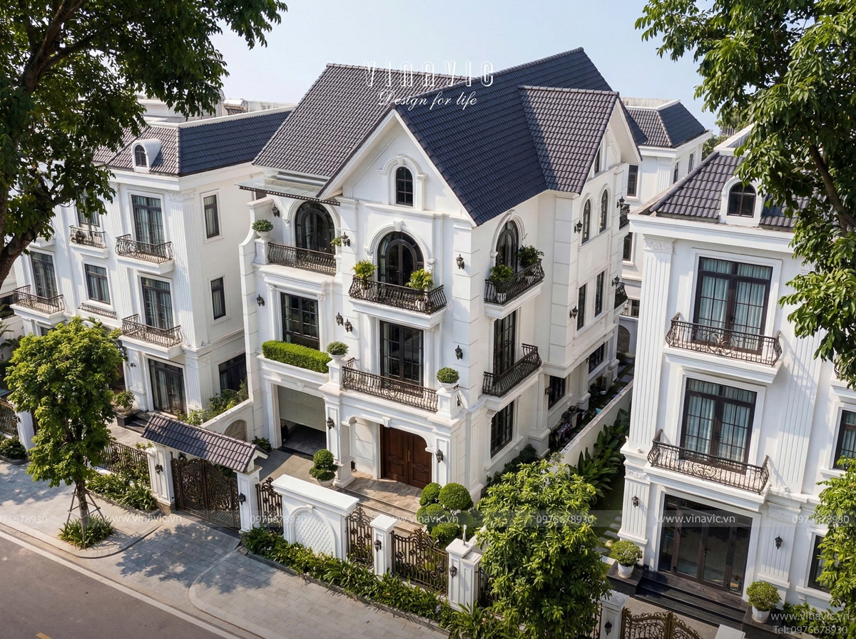 Kiến trúc biệt thự phố 3 tầng 1 áp mái bề thế