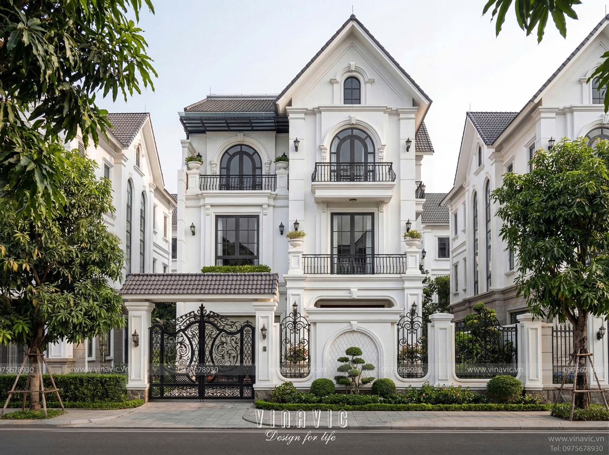 Phối cảnh tổng thể biệt thự phố tân cổ điển BT2476