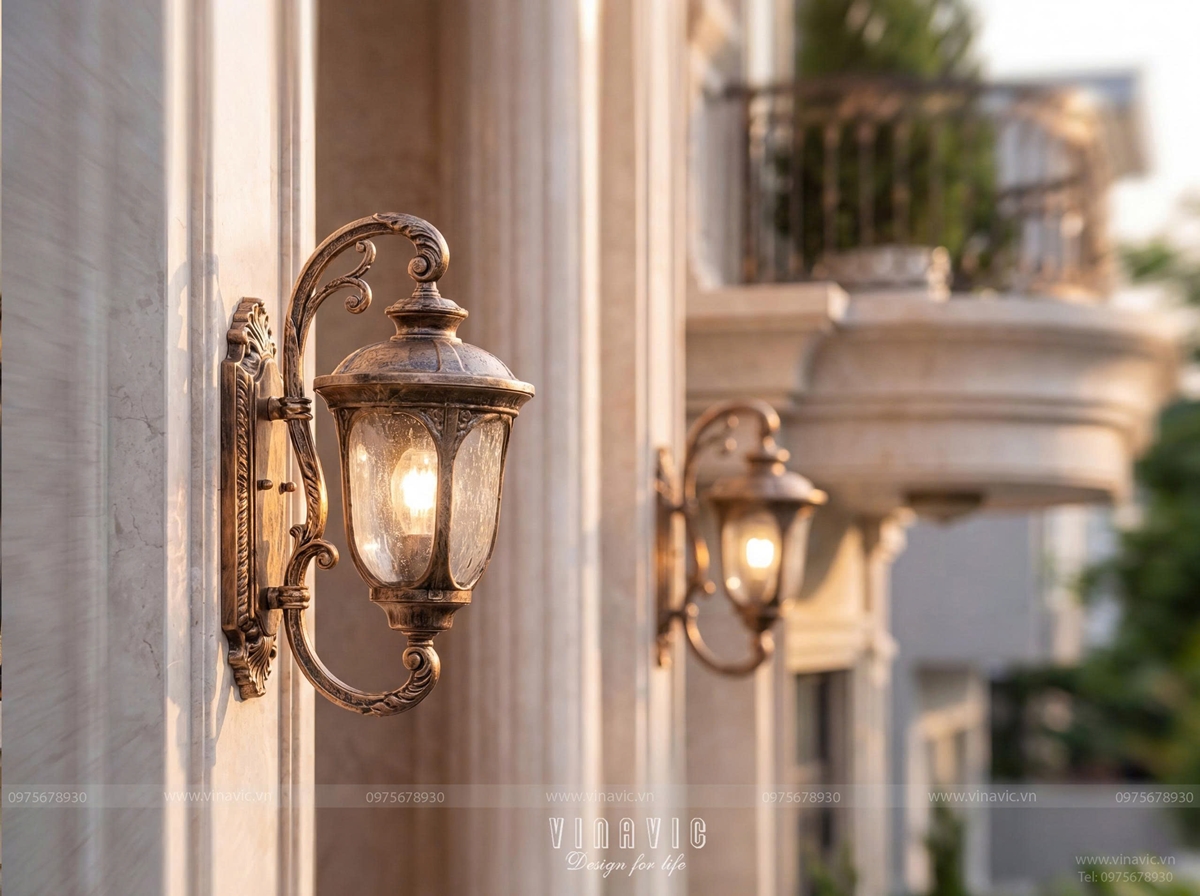 Đường nét tân cổ điển trên mặt tiền biệt thự