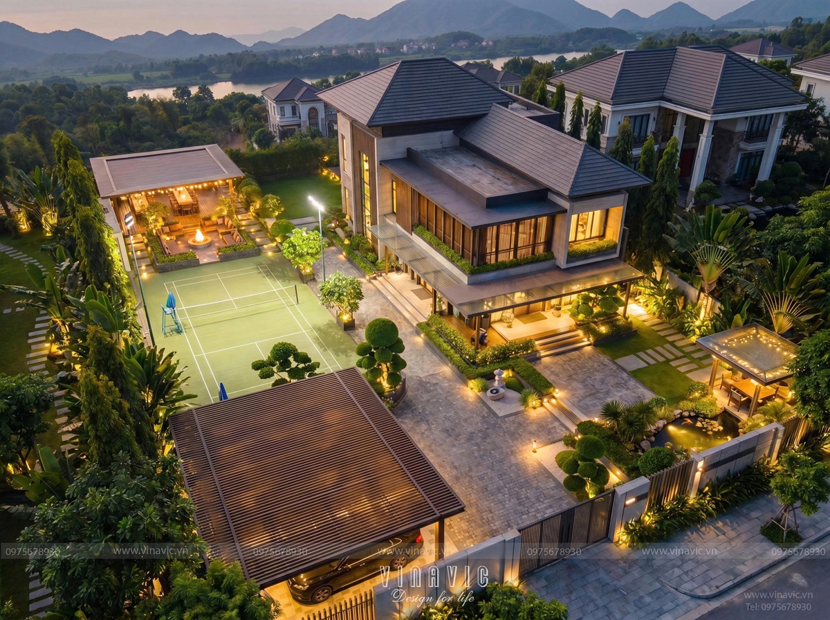 Thiết kế biệt thự hiện đại mái Nhật bền vững