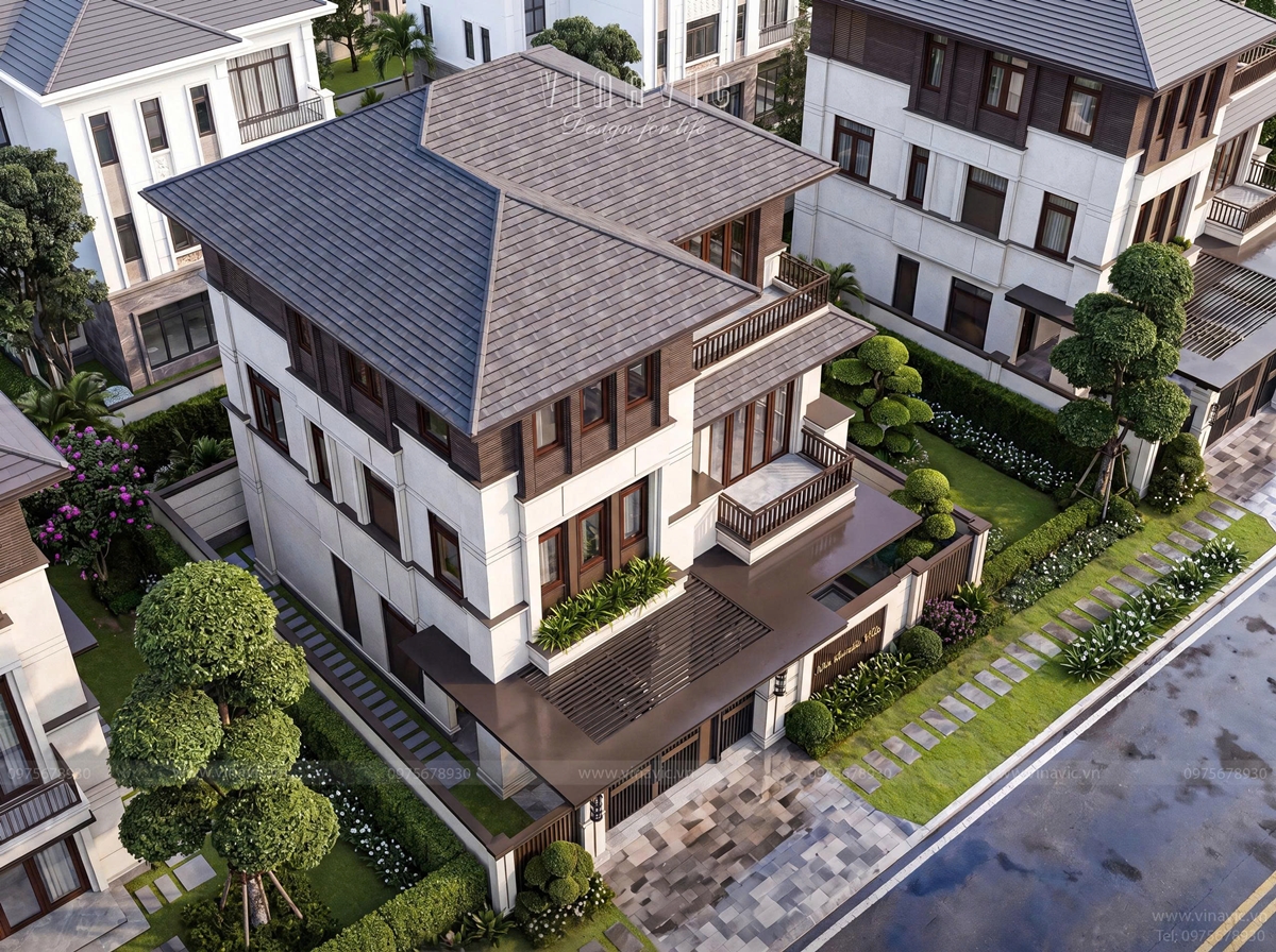 Biệt thự hiện đại 3 tầng mái Nhật sang trọng