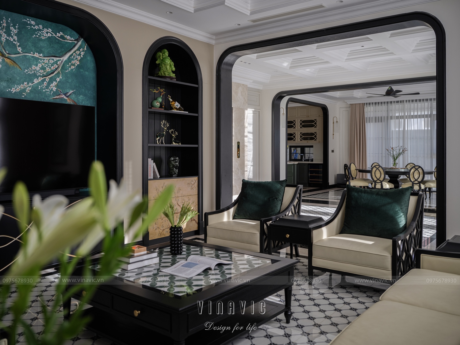Ảnh thực tế bàn giao nội thất biệt thự Indochine do Vinavic thiết kế và thi công trọn gói 
