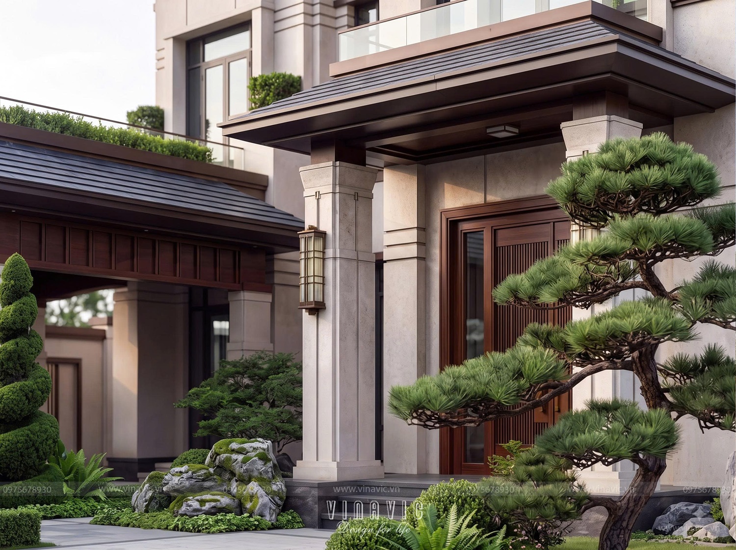 Mẫu thiết kế biệt thự BT2495 theo ngôn ngữ hiện đại, tập trung vào tỷ lệ hình khối