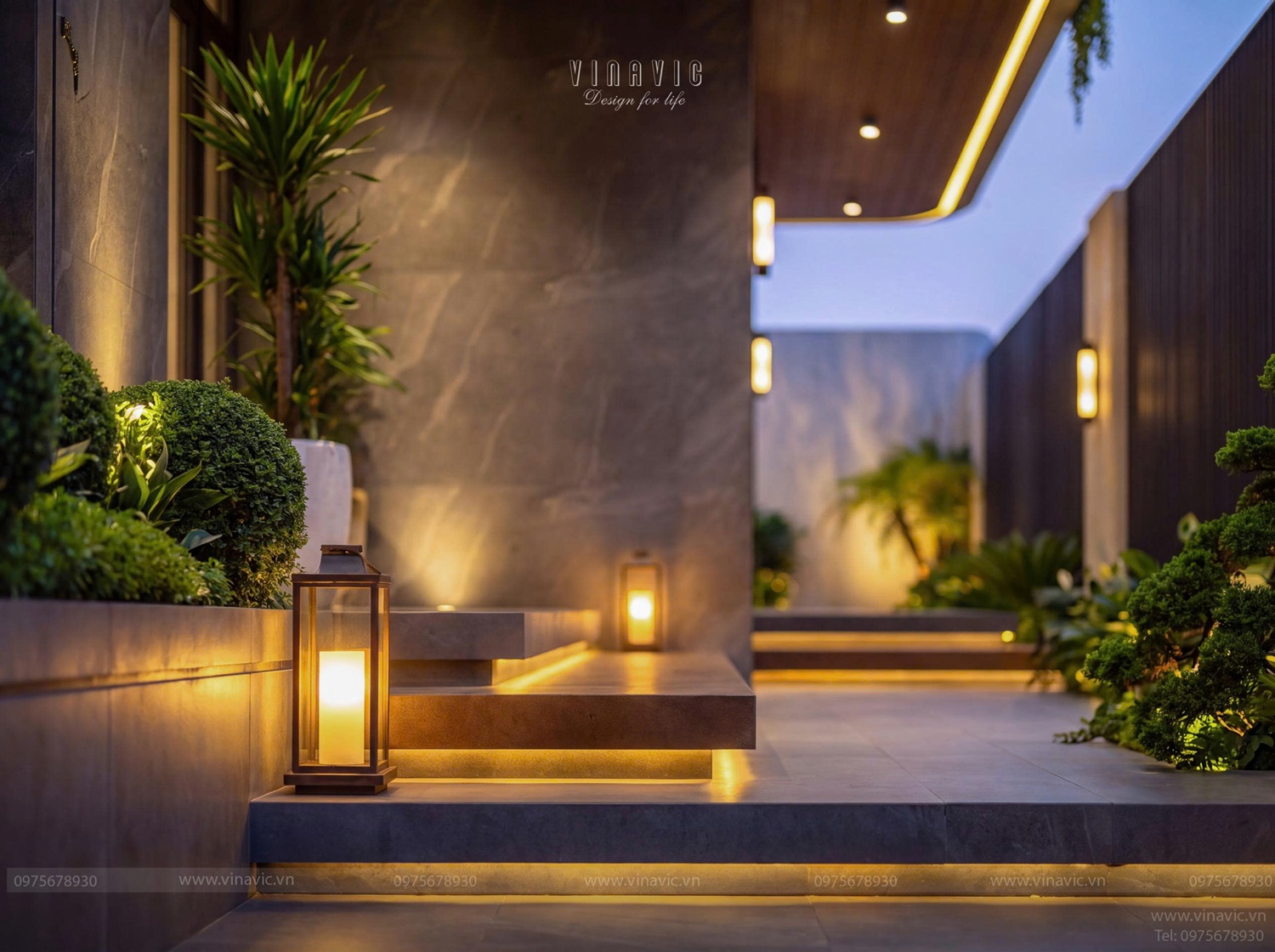 Không gian xanh trong biệt thự 4 tầng hiện đại