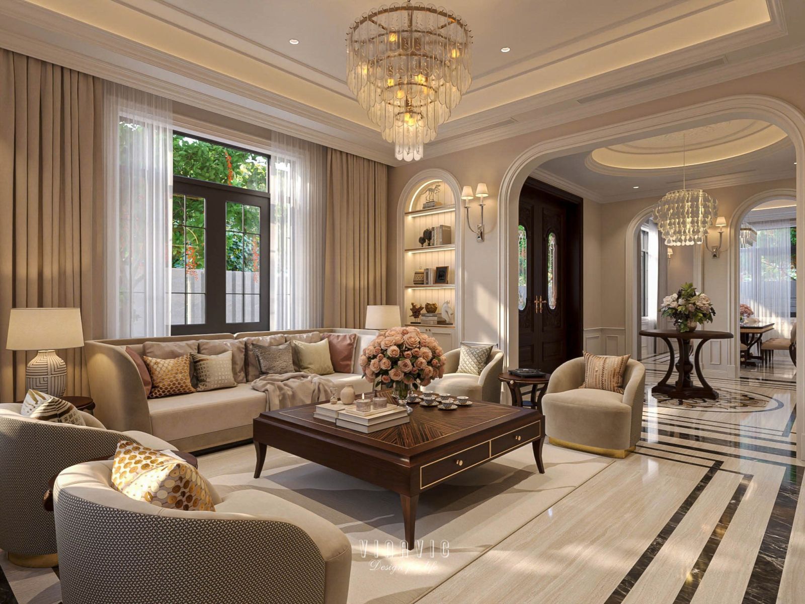 Thiế kế nội thất biệt thự tân cổ điển NT2377