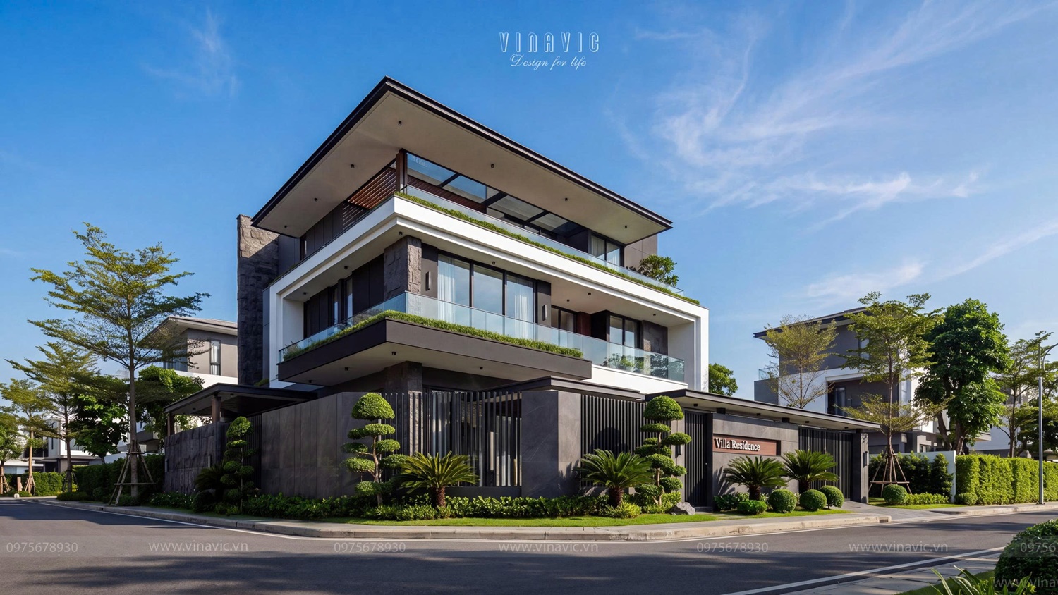 Biệt thự hiện đại 3 tầng hình thành dựa trên nhu cầu mong muốn từ gia chủ và giải pháp kiến trúc Vinavic