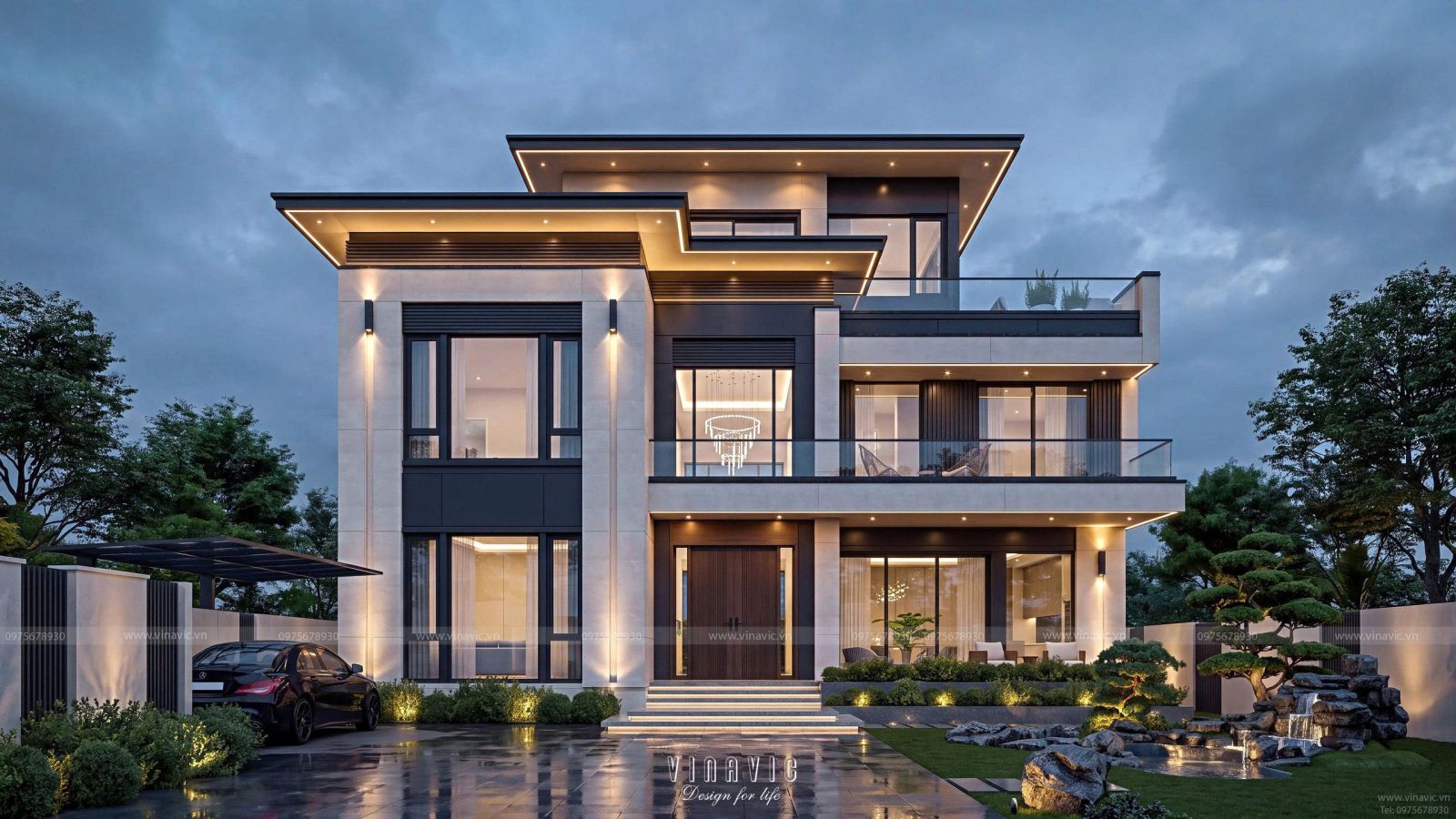 Thiết kế biệt thự hiện đại 3 tầng (20mx25m) BT2500 tại Hải Phòng 