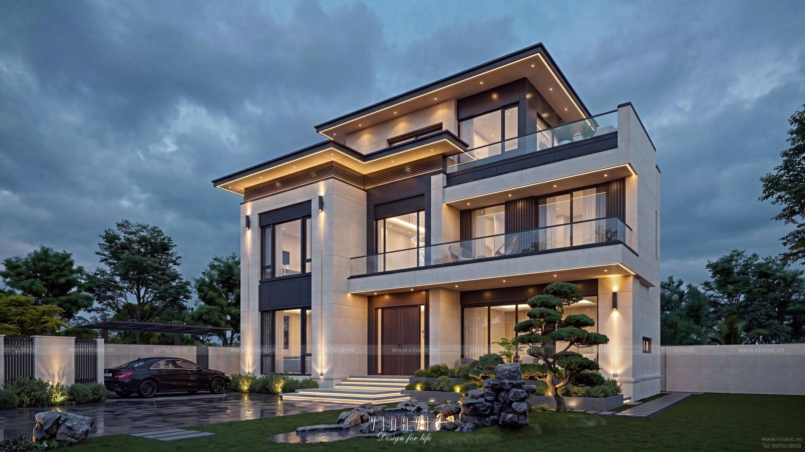 Ý tưởng thiết kế biệt thự hiện đại 3 tầng xuất phát từ nhu cầu sinh hoạt của gia chủ