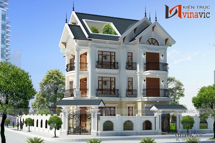 Hệ cột trụ vuông tròn kết hợp lan can hoa sắt thu hút ánh nhìn