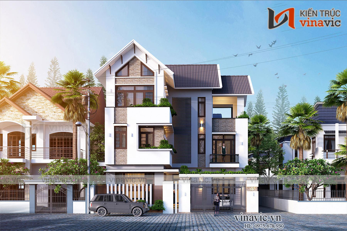 Thiết kế 5 phòng ngủ rộng rãi là ưu điểm của mẫu nhà này