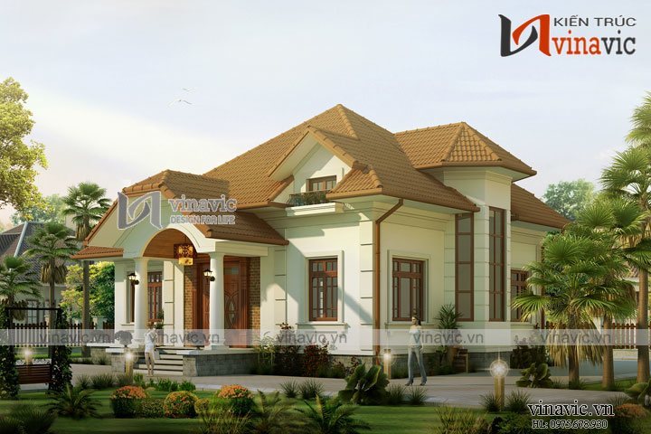 Mẫu biệt thự vườn đẹp 1,5 tầng 4 phòng ngủ