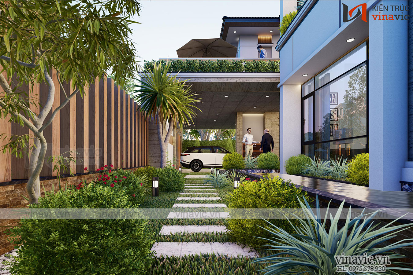 Ưu điểm của nhà mái nhật kết hợp sân vườn, tiểu cảnh, thiết kế hướng sáng, lấy không khí xung quanh biệt thự