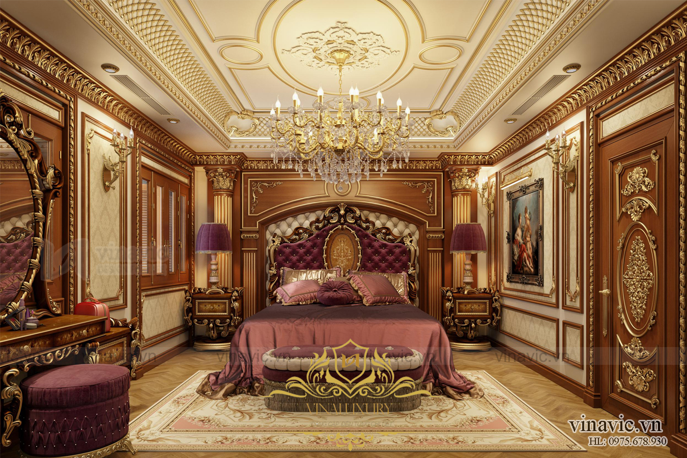 Phòng ngủ mang đậm chất vương giả của biệt thự cổ điển