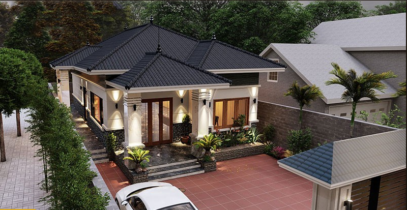 biệt thự 1 tầng mái nhật 
