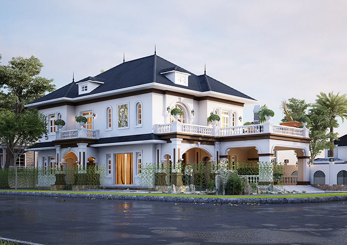 mẫu nhà hai tầng hiện đại phong cách Pháp
