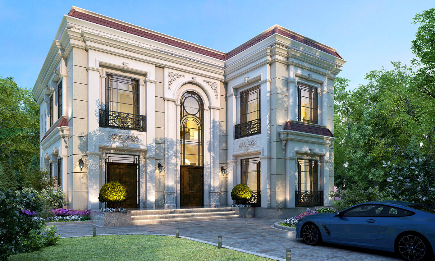 nhà chữ L tân cổ điển đẹp