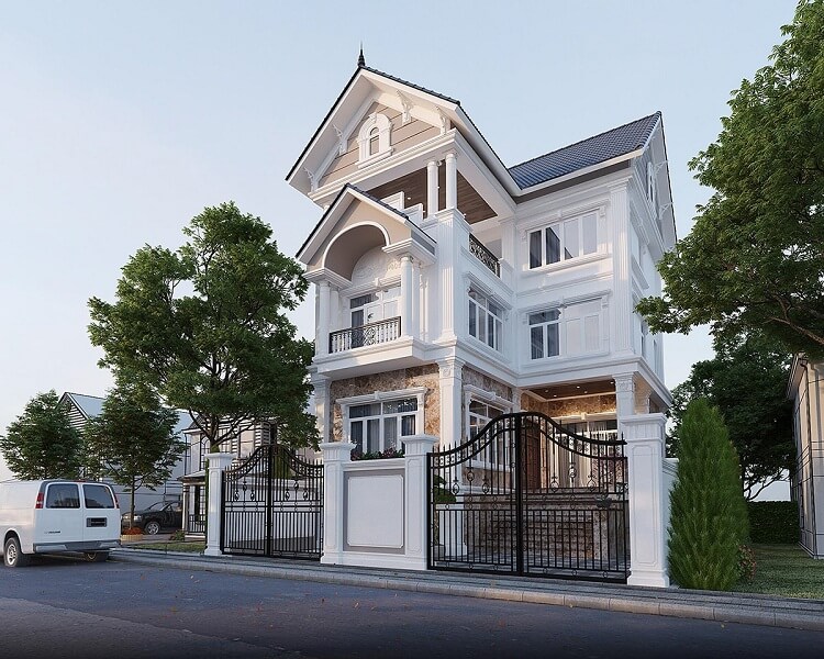 nhà kiểu chữ L phong cách tân cổ điển