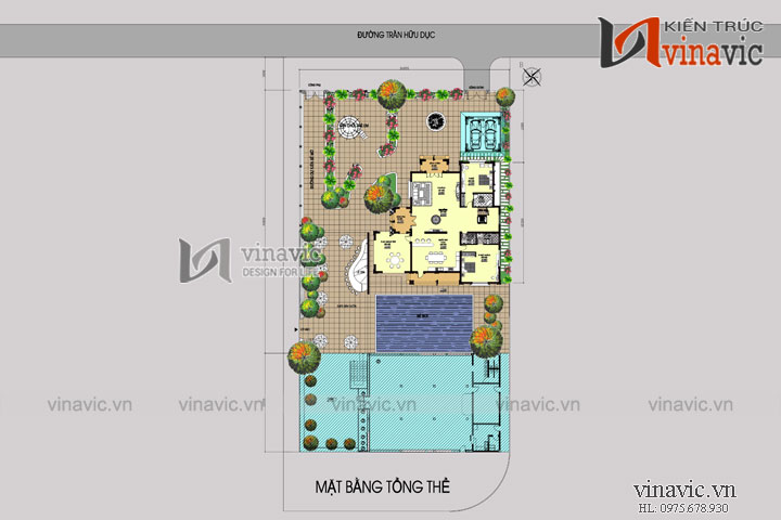 Mặt bằng tổng thể Biệt thự 2 mặt tiền 3 tầng 400m2 thiết kế sang trọng và hiện đại BT1496