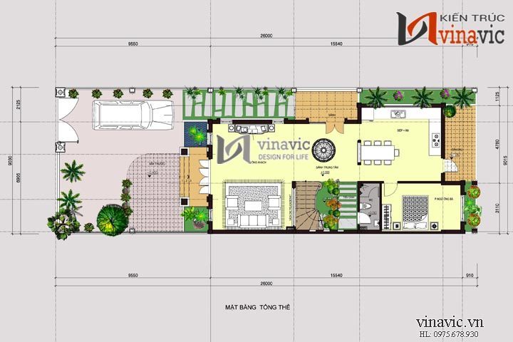 Mặt bằng tổng thể Mẫu nhà đẹp 3 tầng 120m2 4 phòng ngủ mặt tiền rộng 8m BT1483