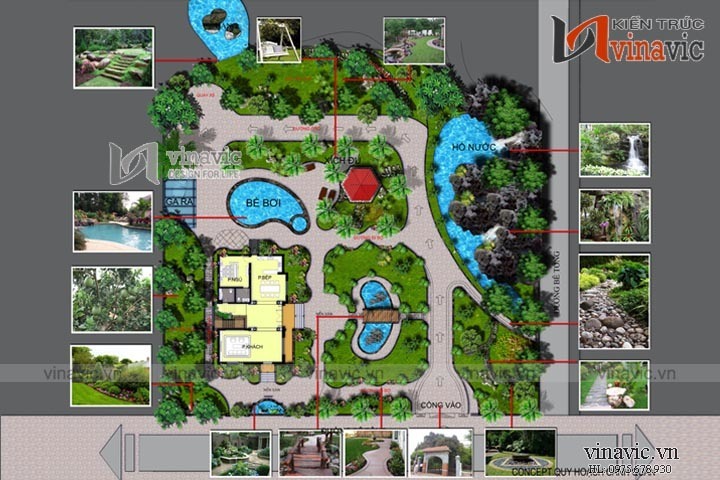 Mặt bằng tầng tổng thể mẫu biệt thự cổ điển đẹp BTCC1410