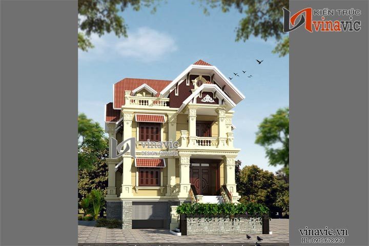 Góc nhìn khác mẫu biệt thự cổ điển đẹp BTCC1437