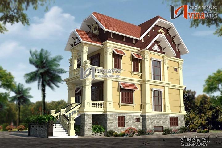 Góc nhìn khác mẫu biệt thự cổ điển đẹp BTCC1437_1 Góc nhìn khác mẫu biệt thự cổ điển đẹp BTCC1437_1