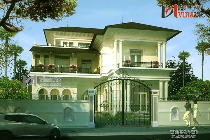 Góc nhìn khác mẫu biệt thự cổ điển đẹp BTCC1402