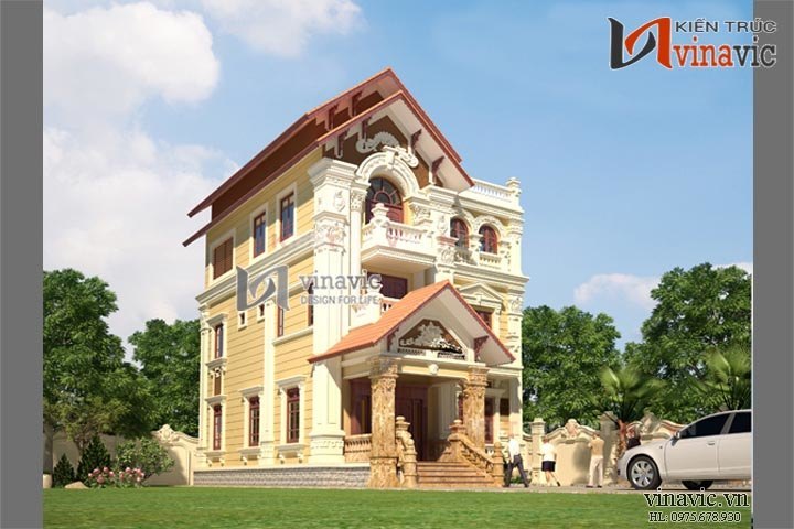 Góc nhìn khác mẫu biệt thự cổ điển đẹp BTCC1403