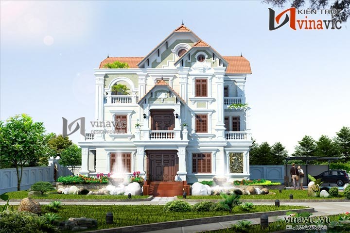 Bản vẽ thiết kế biệt thự 3 tầng cổ điển đẹp đẳng cấp BTCC1410