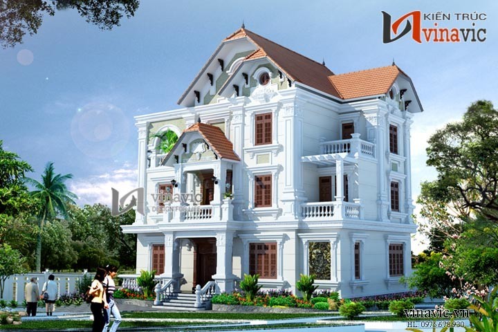 Phối cảnh góc nhìn khác mẫu biệt thự cổ điển đẹp BTCC1410_1