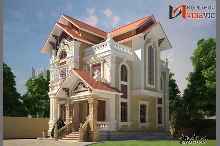 Góc nhìn khác mẫu biệt thự cổ điển đẹp BTCC1430 