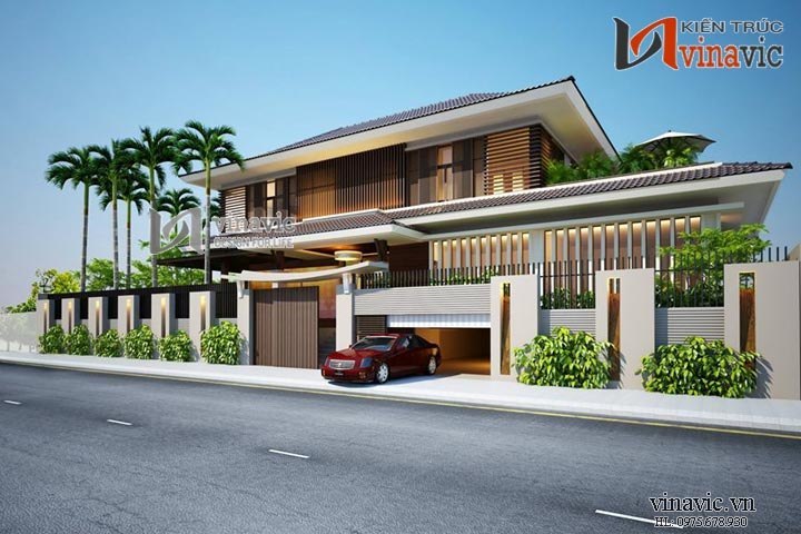 Biệt thự cao cấp phong cách hiện đại 2 tầng BTCC1422