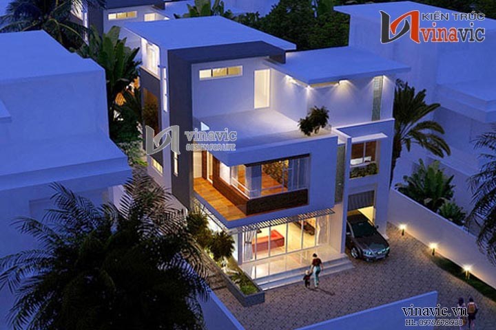 Mẫu biệt thự hiện đại đẹp giữa phố phường tấp nập BTCC1424