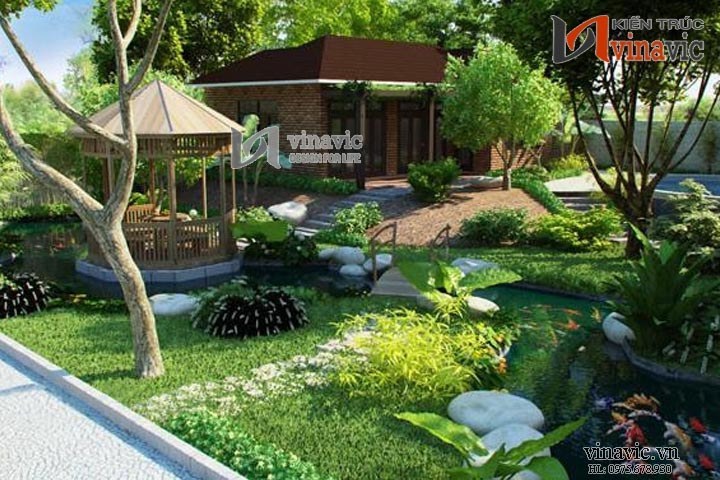 Thiết kế nhà 350m2 có sân vườn
