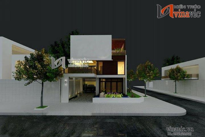 Phối cảnh ban đêm mẫu biệt thự hiện đại đẹp BTCC1426