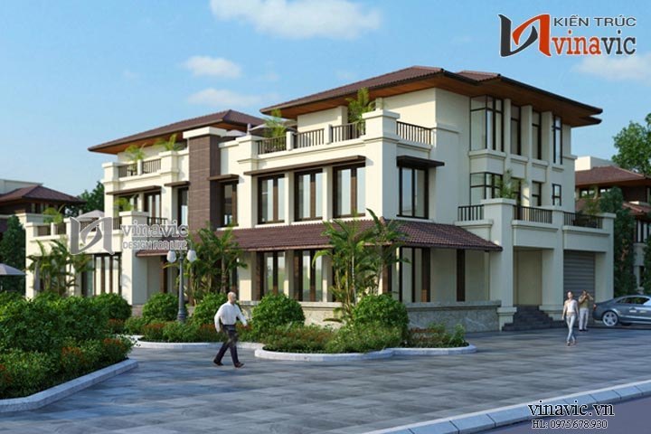 Mẫu biệt thự hiện đại sử dụng vật liệu mới cao cấp BTCC1408