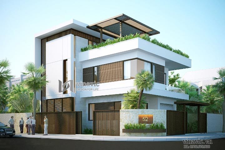 Góc nhìn khác mẫu biệt thự hiện đại đẹp BTCC1428