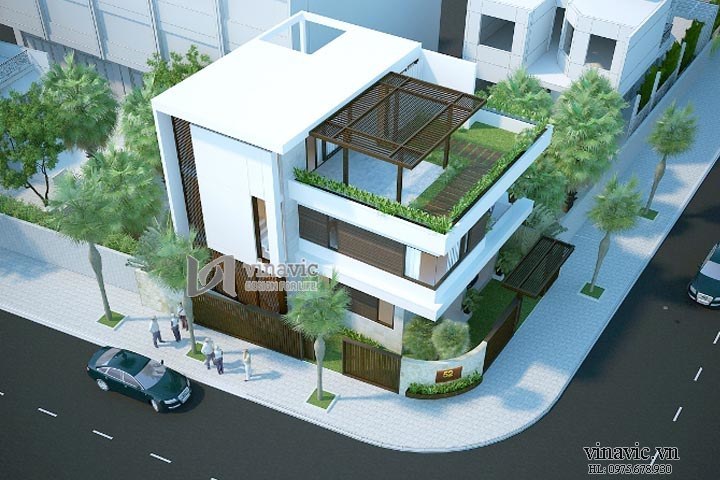 Góc nhìn trên cao mẫu biệt thự hiện đại đẹp BTCC1428