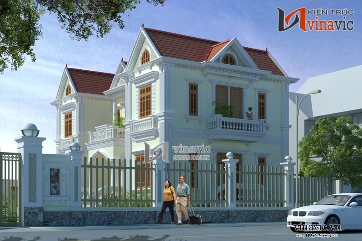  Góc nhìn tổng thể mẫu biệt thự tân cổ điển đẹp BT1431_2