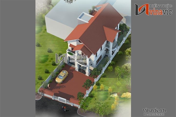 Góc nhìn trên cao biệt thự tân cổ điển đẹp BTCC1432