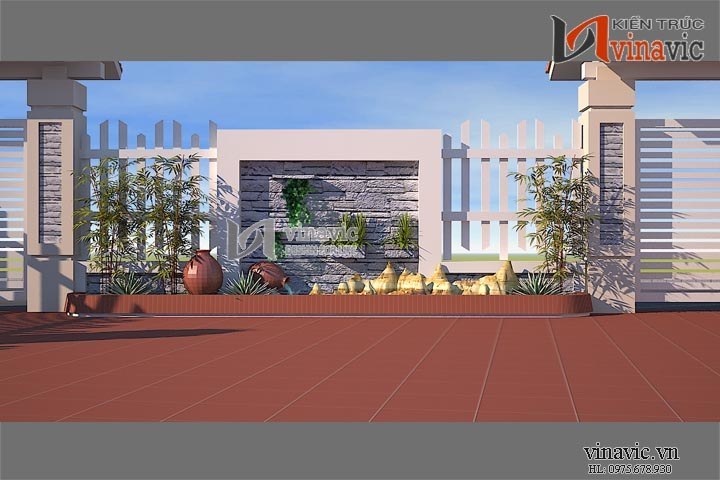 Sân trước biệt thự tân cổ điển đẹp BTCC1432